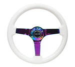 NRG 350MM 3" DEEP DISH WOOD GRAIN STEERING WHEEL White & Neochrome
