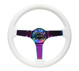 NRG 350MM 3" DEEP DISH WOOD GRAIN STEERING WHEEL White & Neochrome