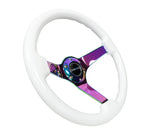 NRG 350MM 3" DEEP DISH WOOD GRAIN STEERING WHEEL White & Neochrome