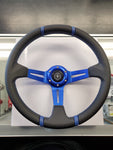 Tech5 Steering Wheel - Black Leather/Blue