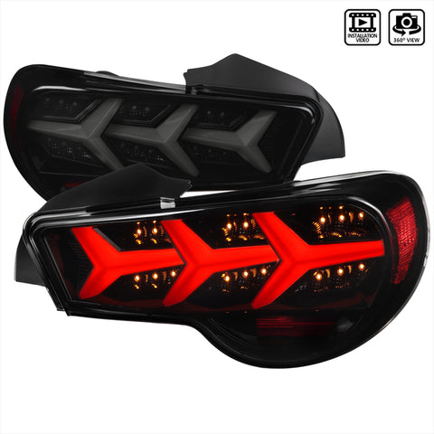 2013-2016 Scion FRS/ Subaru BRZ Lambo Style Sequential LED Tail Lights (Glossy Black Housing/Smoke Lens)