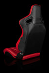 ELITE-X SERIES RACING SEATS - (RED LEATHERETTE | BLACK STITCHING) – PAIR