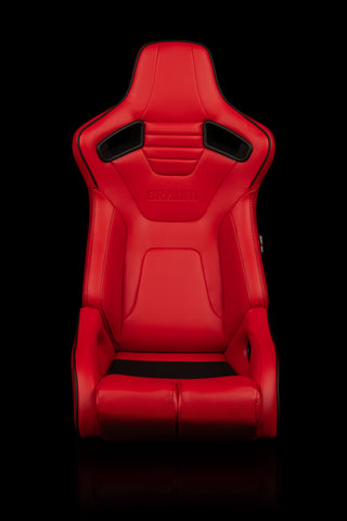 ELITE-R SERIES RACING SEATS - ( RED LEATHERETTE | BLACK PIPING ) – PAIR