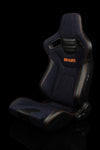 ELITE-X SERIES RACING SEATS - (NAVY DENIM | ORANGE STITCHING) – PAIR