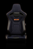 ELITE-X SERIES RACING SEATS - (NAVY DENIM | ORANGE STITCHING) – PAIR