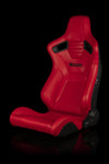 ELITE-X SERIES RACING SEATS - (RED LEATHERETTE | BLACK STITCHING) – PAIR