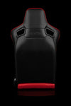 ELITE-X SERIES RACING SEATS - (RED LEATHERETTE | BLACK STITCHING) – PAIR