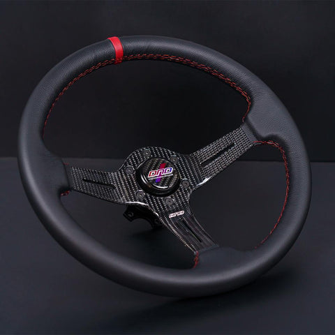 Carbon Fiber Leather Race Wheel - Red