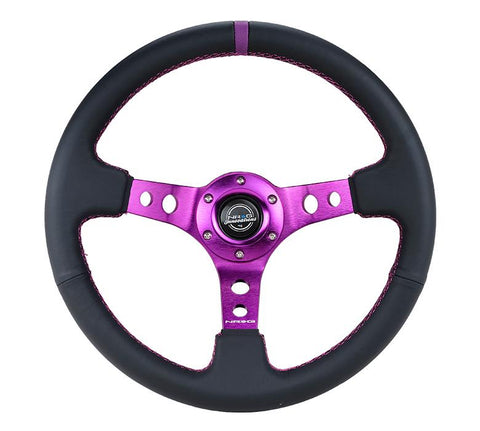 350MM 3" Deep Dish With Holes Leather - Purple