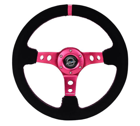 350MM 3" Deep Dish With Holes Suede - Fuhsia