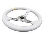 350MM 3" Deep Dish With Holes Leather - White / Yellow