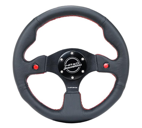 NRG Innovations Dual Button Steering Wheel Leather - Black/Red