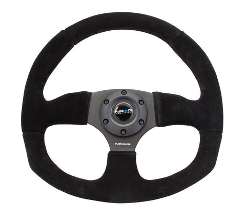 NRG Innovations Flat Bottom Steering Wheel Suede - Black