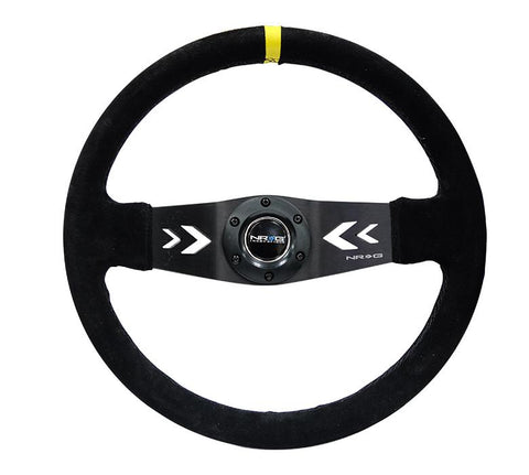 NRG innovations 350MM Two Spoke Steering Wheel Suede - Black/Yellow