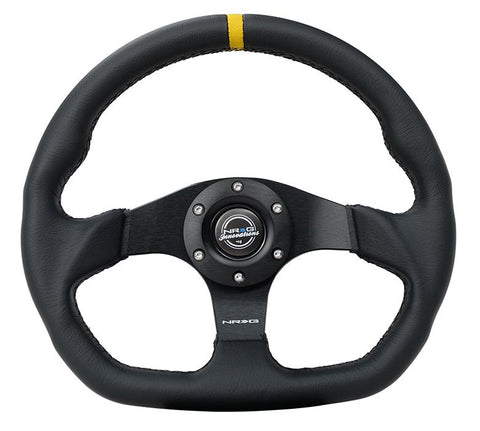 Flat Bottom Steering Wheel Leather - Yellow