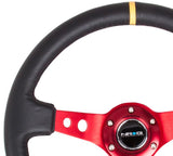 350MM 3" Deep Dish With Holes Leather - Black/Red/Yellow