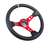 350MM 3" Deep Dish With Holes Leather - Black/Red/Yellow