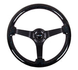 NRG 350MM 3" Deep Dish Wood Grain Steering Wheel Black Sparkled