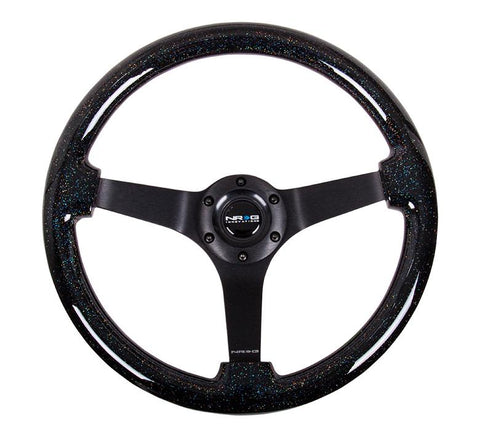 350MM 3" Deep Dish Wood Grain Steering Wheel - Black