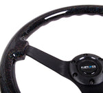 NRG 350MM 3" Deep Dish Wood Grain Steering Wheel Black Sparkled
