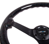 NRG 350MM 3" Deep Dish Wood Grain Steering Wheel Black Sparkled