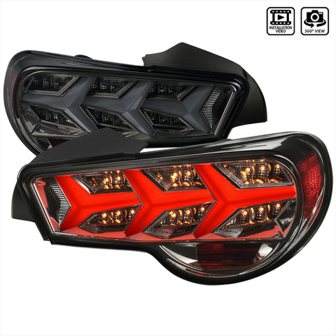 2013-2016 Scion FRS/ Subaru BRZ Lambo Style Sequential LED Tail Lights (Chrome Housing/Smoke Lens)