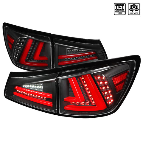 2006-2008 Lexus IS250/IS350 LED Tail Lights & Trunk Lights (Black Housing/Clear Lens)