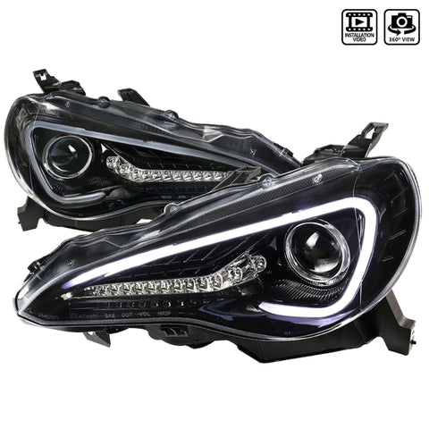 2012-2017 Scion FRS/ Toyota 86 LED Bar Projector Headlights w/ LED Turn Signal Lights (Jet Black Housing/Clear Lens)