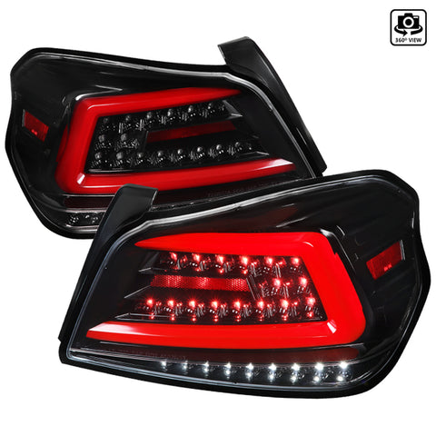 2015-2021 Subaru WRX Sequential Red Bar LED Tail Lights (Jet Black Housing/Clear Lens)