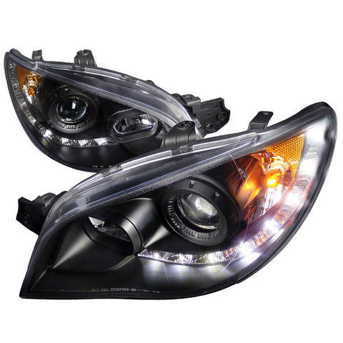 2006-2007 Subaru Impreza WRX/STI Projector Headlights w/ LED Light Strip (Matte Black Housing/Clear Lens)