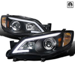 2008-2014 Subaru Impreza WRX/ 2008-2011 Outback Sport LED Bar Projector Headlights (Matte Black Housing/Clear Lens)