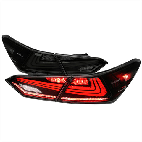 2018-2021 Toyota Camry LED Tail Lights w/ Sequential Signal Lamps (Matte Black Housing/Smoke Lens)