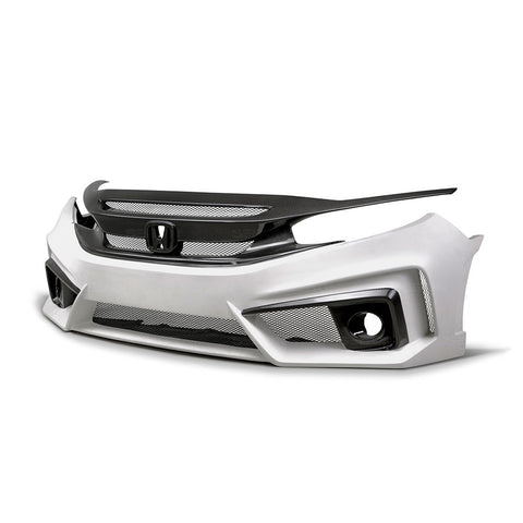 TT-STYLE FIBERGLASS / CARBON FIBER FRONT BUMPER FOR 2016-2021 HONDA CIVIC SEDAN*