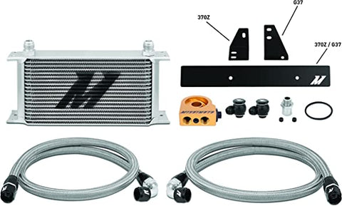 MISHIMOTO OIL COOLER KIT W/THERMOSTATIC: NISSAN 370Z 09-UP/G37 CPE 08-UP (SILVER)