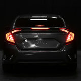 2016-2021 Honda Civic Sedan LED Tail Lights w/ Sequential Turn Signal Lights (Glossy Black Housing/Smoke Lens)